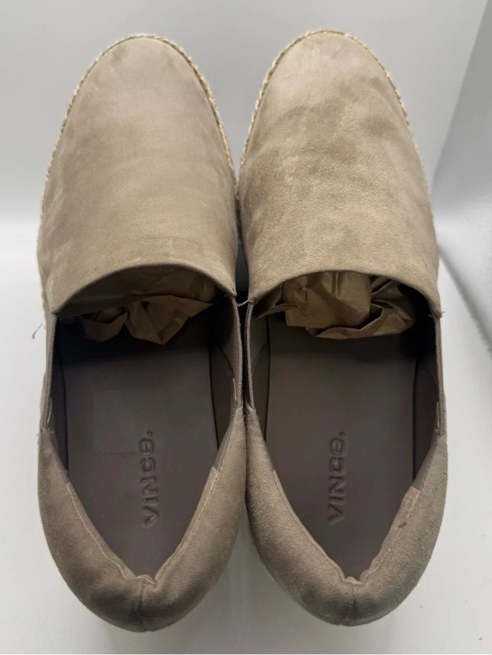 Vince Wilden Dove Gray Suede Platform Espadrilles 8 Quiet Luxury Coastal Luxe